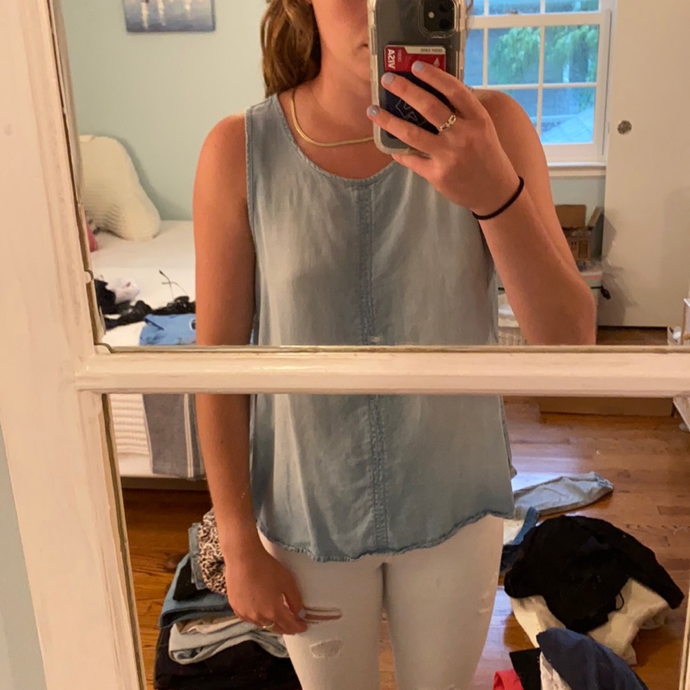 Denim sleeveless top
